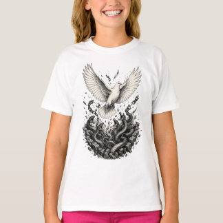 Duva som undkommer ormgrop Svart & Vitt Tatuering T Shirt