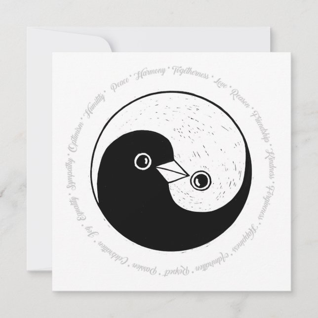 Duvafred & harmoni för julkort b/w YinYang (Framsida)