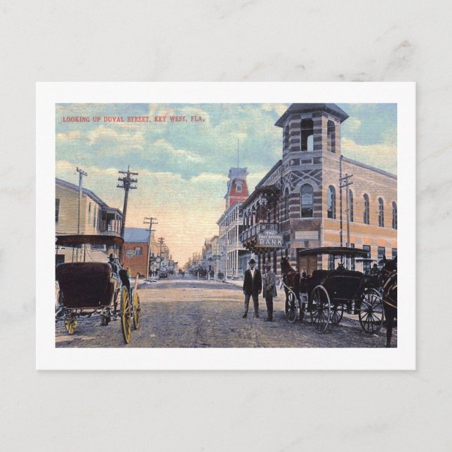 Duval St., Key West, Florida 1900 Årgång Vykort (Framsida)