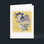 DuvaTallit menora med bakgrund Helgkort<br><div class="desc">Denna härliga design inkorporerar Maganen David,  duva,  Tallit & menora - med bakgrund.</div>