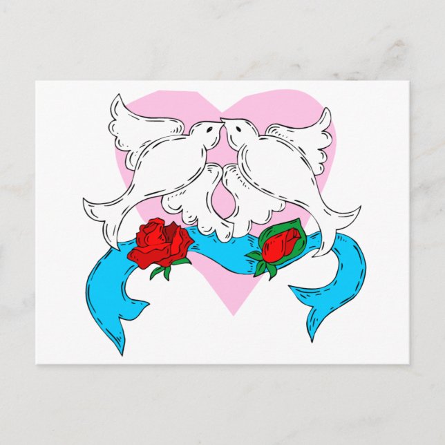 Duvbröllopsdekoration Vykort (Framsida)