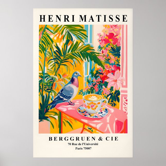 Duvdrinkande kaffe konsttryck rolig Matisse Poster (Framsidan)