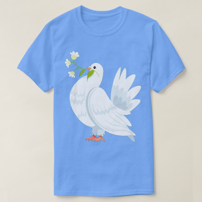 duvfågel som bär blommor i bak t shirt (Design framsida)