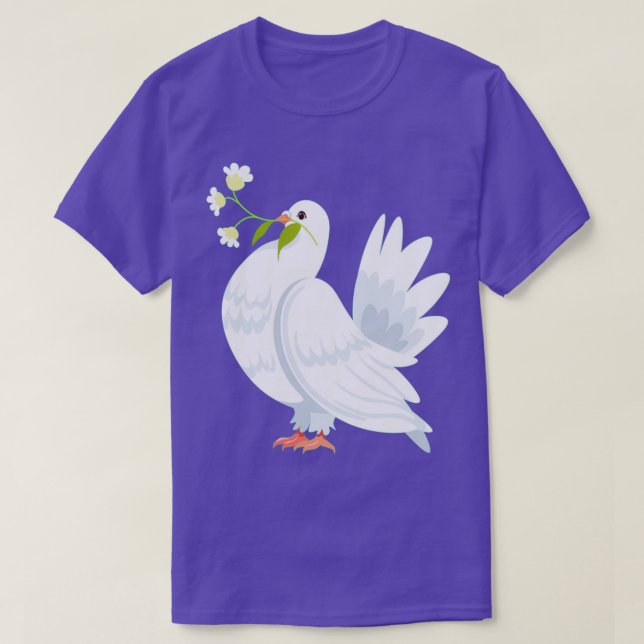 duvfågel som bär blommor i beak 2 t shirt (Design framsida)