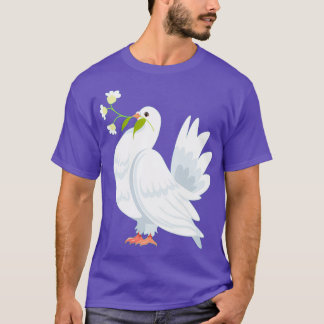 duvfågel som bär blommor i beak 2 t shirt