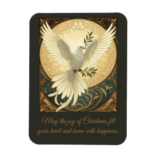 Duvfågel som bär en olivkvist juldesign magnet