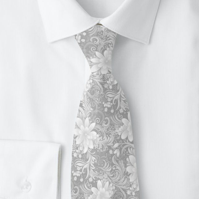 Duvgrå blommig batik slips (Skapare uppladdad)