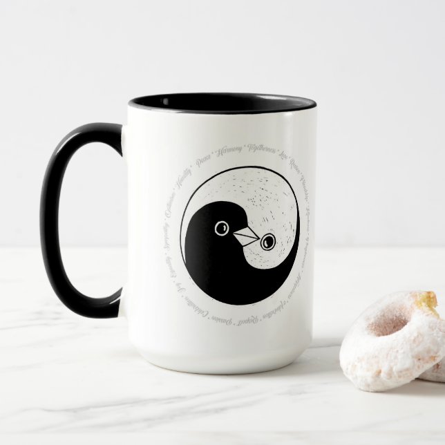Duvor för fred för kaffemuggYin Yang harmoni Mugg (Med munk)
