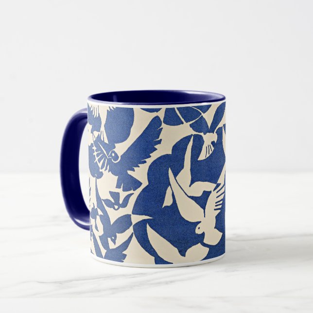 Duvor i vitt och blått mugg (Framsida vänster)
