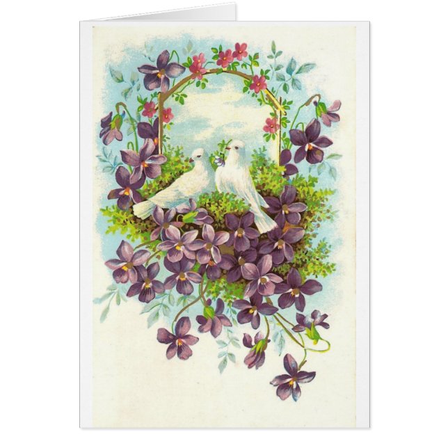 Duvor och blommor hälsningskort (Framsidan)