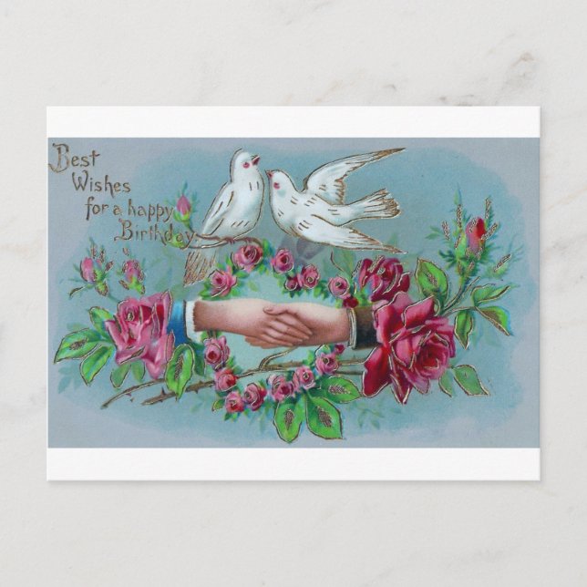 Duvor och Handskakning Födelsedag Vykort (Framsida)
