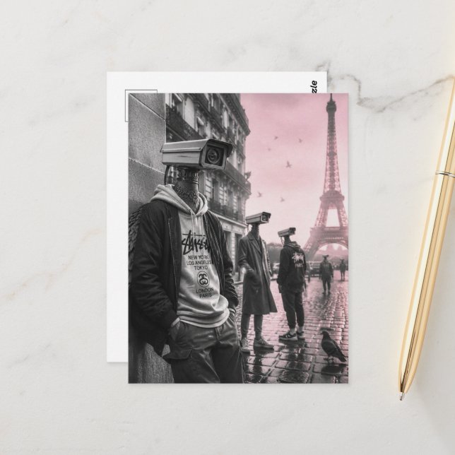 duvor som blev spioner i staden Paris Vykort (Fram/Back In Situ)