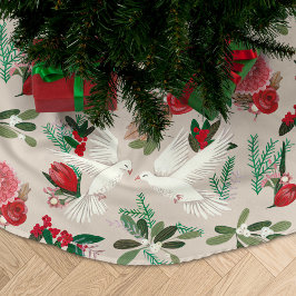 Duvors blommiga jul beige julgransmatta borstad polyester