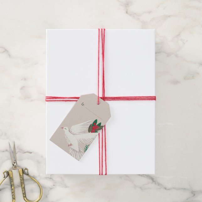 Duvors Fred på Jorden Julklappsetiketter Presentetikett (Med Snöre)