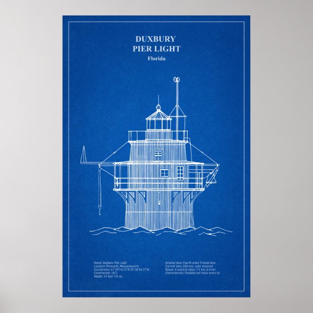 Duxbury Pier Light Lighthouse - Massachusetts – AD Poster (Framsidan)