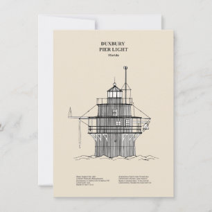 Duxbury Pier Light Lighthouse - Massachusetts -SBD Anteckningskort