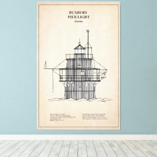 Duxbury Pier Light Lighthouse - Massachusetts -SBD Canvastryck