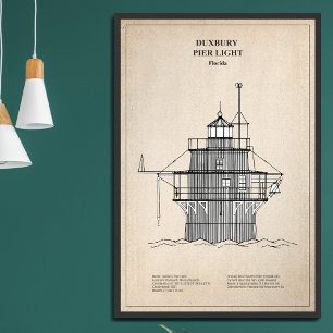 Duxbury Pier Light Lighthouse - Massachusetts -SBD Fototryck