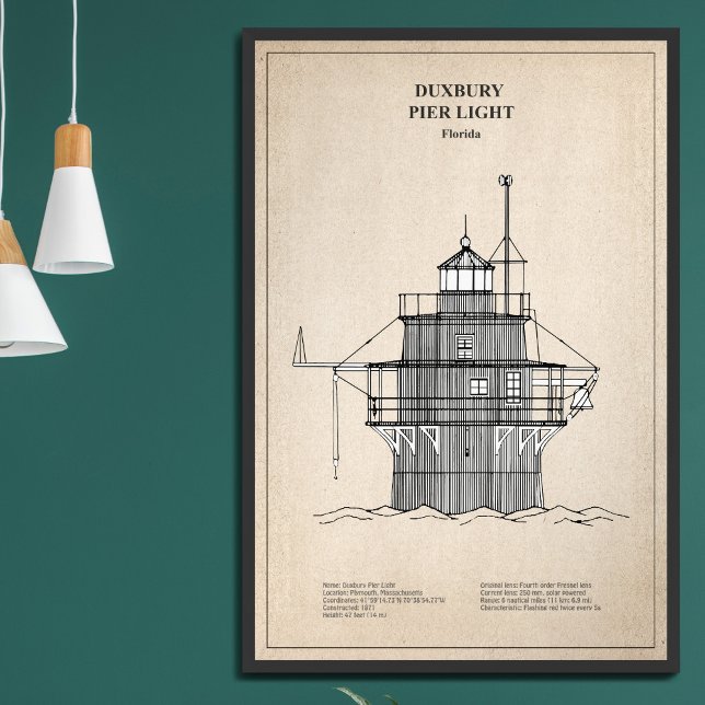 Duxbury Pier Light Lighthouse - Massachusetts -SBD Fototryck (Skapare uppladdad)