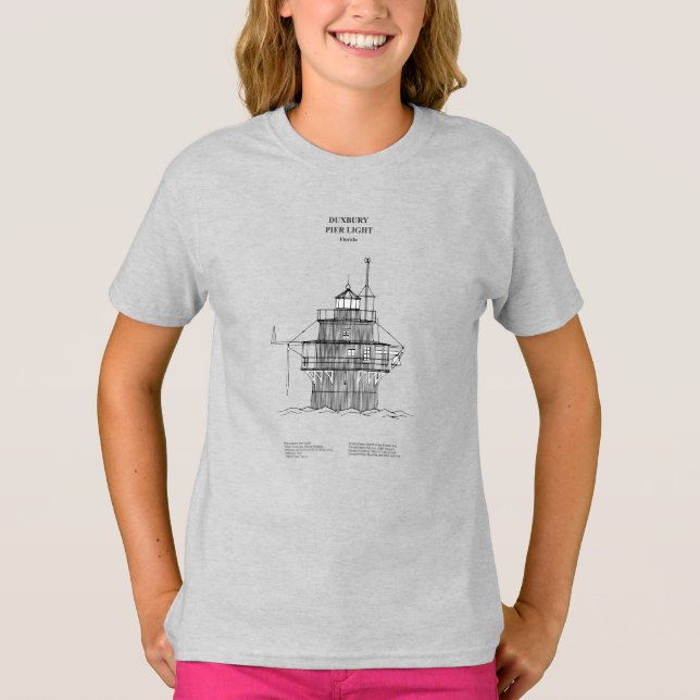 Duxbury Pier Light Lighthouse - Massachusetts -SBD T Shirt (Framsida)