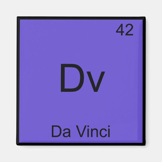 Dv - Da Vinci Rolig T-Shirt med Kemiskt Elementsym Magnet (Framsidan)