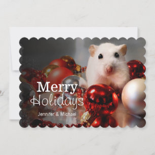 Dvärg- hamsterPompon för vit Julkort