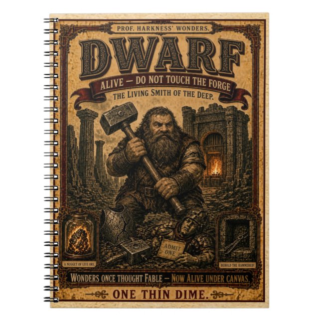 Dvärg, Vintagecirkusmonster Anteckningsbok (Framsidan)