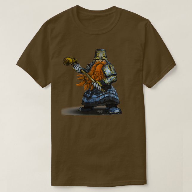 Dvärgkrigare med hammarfantasi-illustration t shirt (Design framsida)