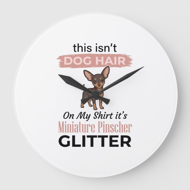 Dvärgpinscher Glitter Rolig Hund T-Shirt Design_ Stor Klocka (Framsida)