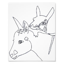 D'Vine Donkey Line Teckning Skriv ut