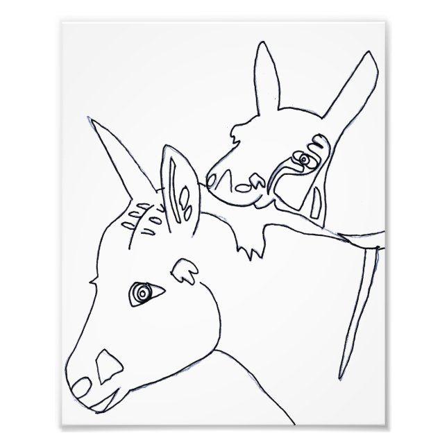 D'Vine Donkey Line Teckning Skriv ut Fototryck (Framsidan)
