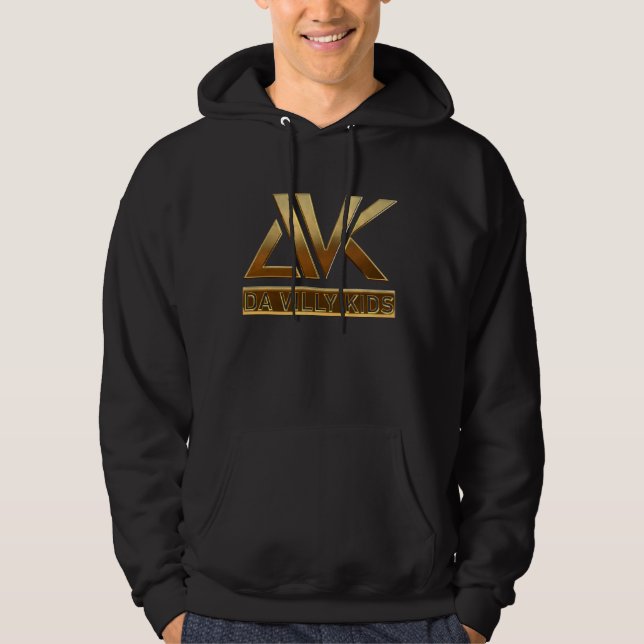 DVK LOGOTYP 2 BLACK HOODIE GULD LOGOTYP (Framsida)