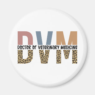 DVM Doktor of Veterinary Medicine Leopard Skriv ut Magnet