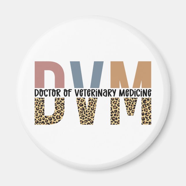 DVM Doktor of Veterinary Medicine Leopard Skriv ut Magnet (Framsidan)