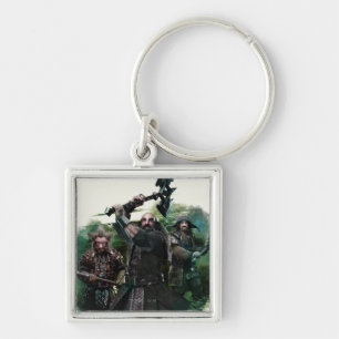 Dwalin, Nori och Bofur Graphic Fyrkantig Silverfärgad Nyckelring