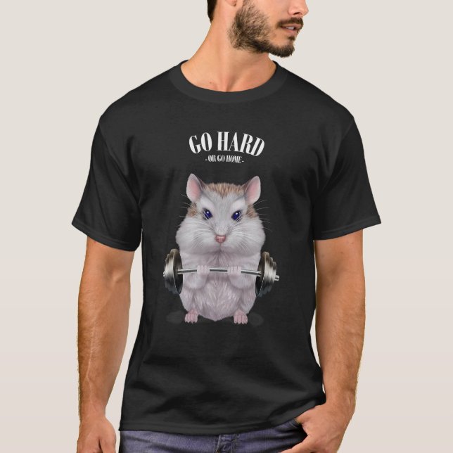 Dwarf Hamster Muscle Training Weightlift Fitnes T Shirt (Framsida)