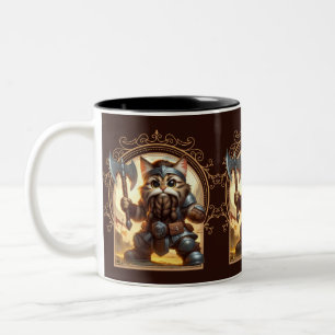 Dwarf Kattdjur Fantasy Äventyr Två-Tonad Mugg