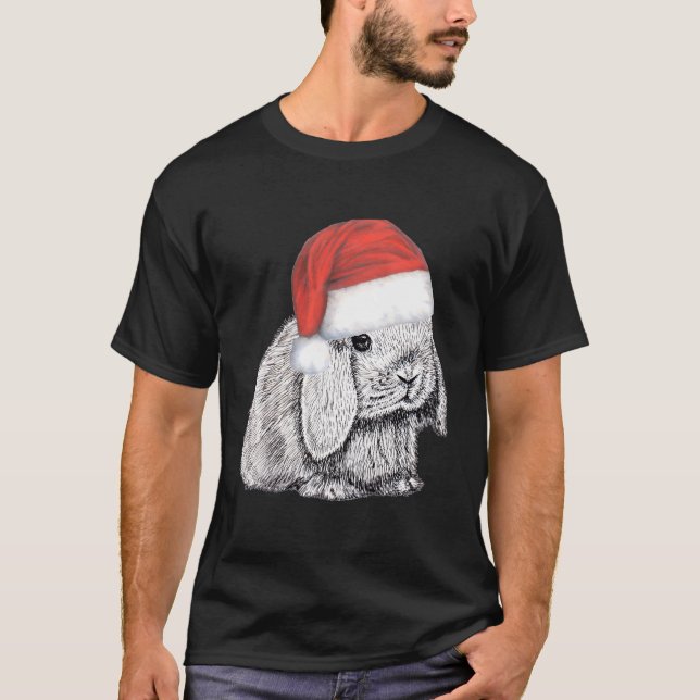 Dwarf Lop Eared Bunny Rabbit i Jultomten T Shirt (Framsida)