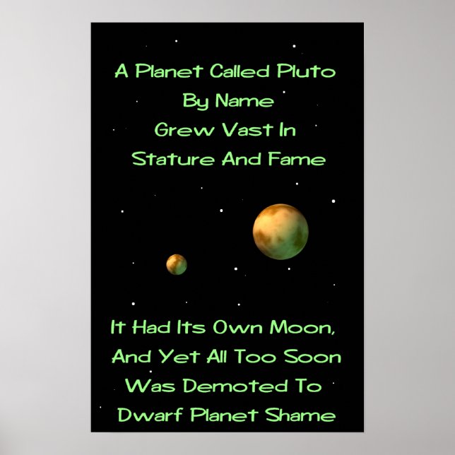 Dwarf Planet Pluto Limerick Poster (Framsidan)