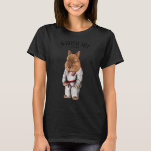 Dwarf Rabbit Judo Karate Master in White Judogi T Shirt