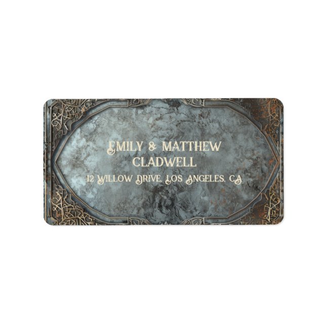 Dwarven Splendor Fantasy Bröllop Adressetikett (Framsidan)
