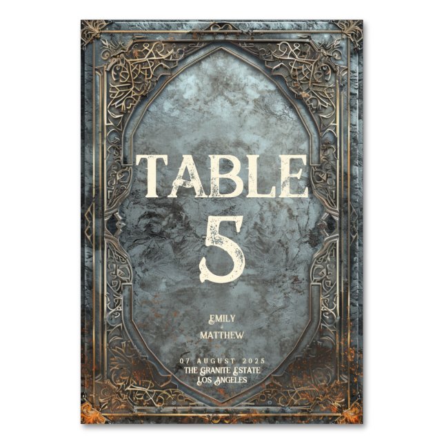 Dwarven Splendor Fantasy Bröllop Bordsnummer (Framsidan)