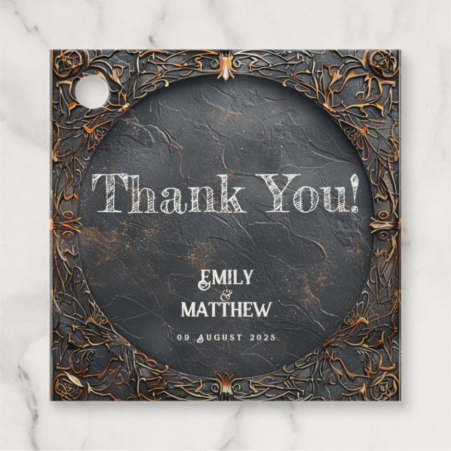 Dwarven Splendor Fantasy Bröllop Gåvor Etiketter (Framsida)