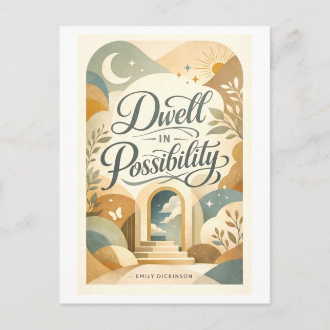 "Dwell in Possibility" Dickinson Quote Vykort (Framsida)