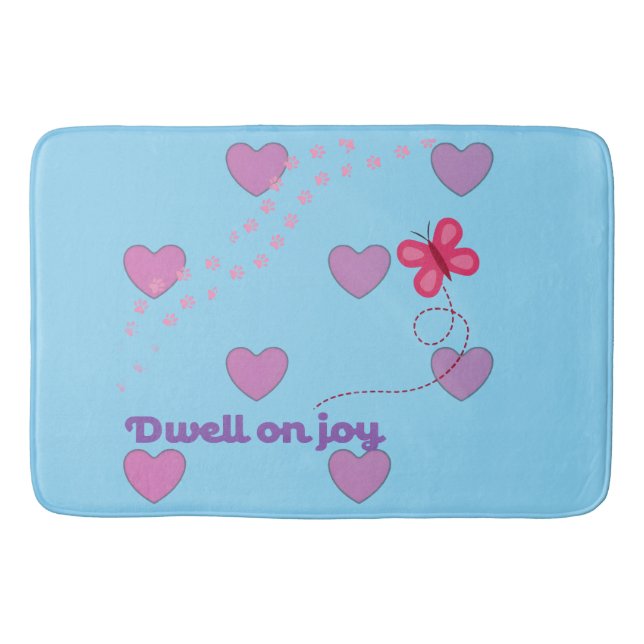 dwell on joy hearts and paw prints Bathmat Badrumsmatta (Framsidan)