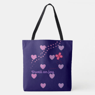 dwell on joy hearts and paw prints tote back  tygkasse