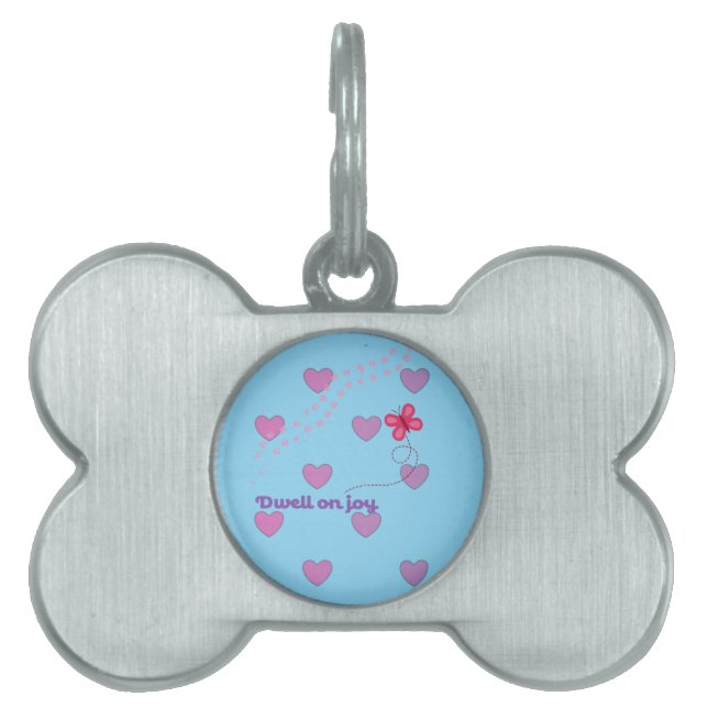 dwell on joy paw prints hearts and butterfly  ID-bricka husdjur (Framsidan)