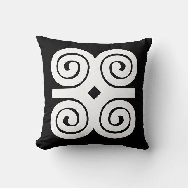 Dwennimmen Styrka|Ödmjukhet Vit Adinkra-symbol Kudde (Framsida)