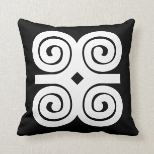 Dwennimmen Styrka Ödmjukhet Vit Adinkra-symbol Kudde