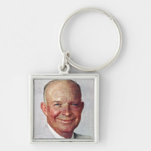 Dwight D. Eisenhower Fyrkantig Silverfärgad Nyckelring